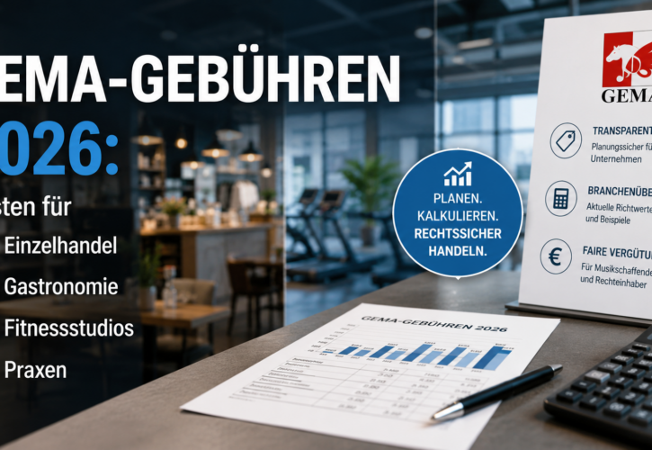 GEMA-Gebühren 2026: Kosten für Einzelhandel, Gastronomie, Fitnessstudios und Praxen Aktuelle Tarife, Rechenbeispiele und Einsparmöglichkeiten