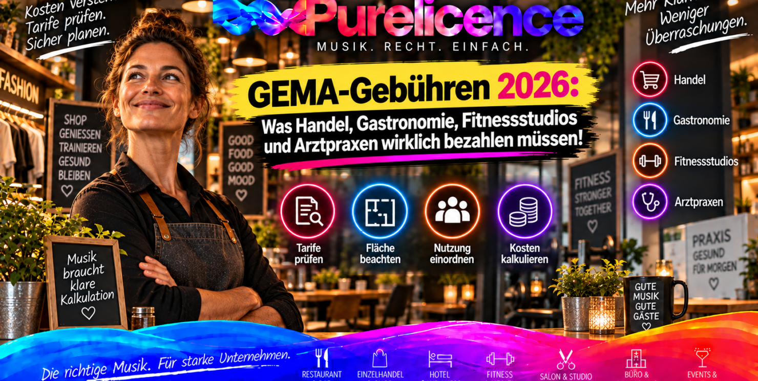 GEMA-Gebühren 2026: Kosten für Einzelhandel, Gastronomie, Fitnessstudios und Praxen Aktuelle Tarife, Rechenbeispiele und Einsparmöglichkeiten