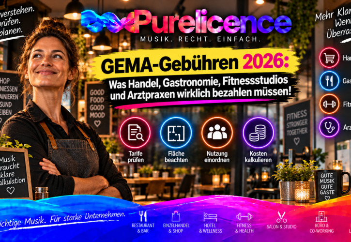 GEMA-Gebühren 2026: Kosten für Einzelhandel, Gastronomie, Fitnessstudios und Praxen Aktuelle Tarife, Rechenbeispiele und Einsparmöglichkeiten