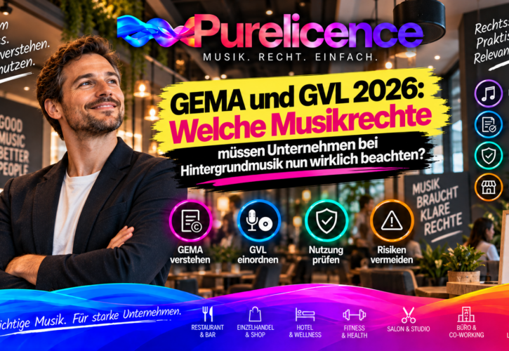 GEMA und GVL: Welche Musikrechte müssen Unternehmen beachten? Praxisleitfaden 2026 für Einzelhandel, Gastronomie, Fitnessstudios, Praxen, Hotels, Filialbetriebe und Veranstaltungen