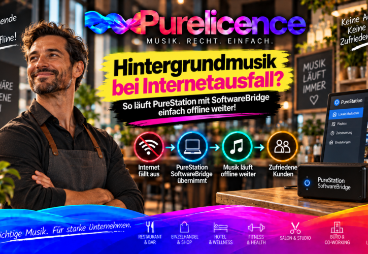 Hintergrundmusik bei Internetausfall: So funktioniert ausfallsicheres Offline-Streaming Warum die PureStation Windows SoftwareBridge mit lokalem Datenträger die bessere Alternative ist