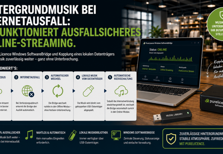 Hintergrundmusik bei Internetausfall: So funktioniert ausfallsicheres Offline-Streaming Warum die PureStation Windows SoftwareBridge mit lokalem Datenträger die bessere Alternative ist