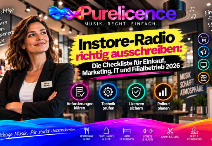Instore-Radio ausschreiben: Checkliste für Einkauf, Marketing und IT Praxisleitfaden 2026 für Filialisten, Handelsunternehmen, Gastronomie, Fitness, Hotellerie und Dienstleister