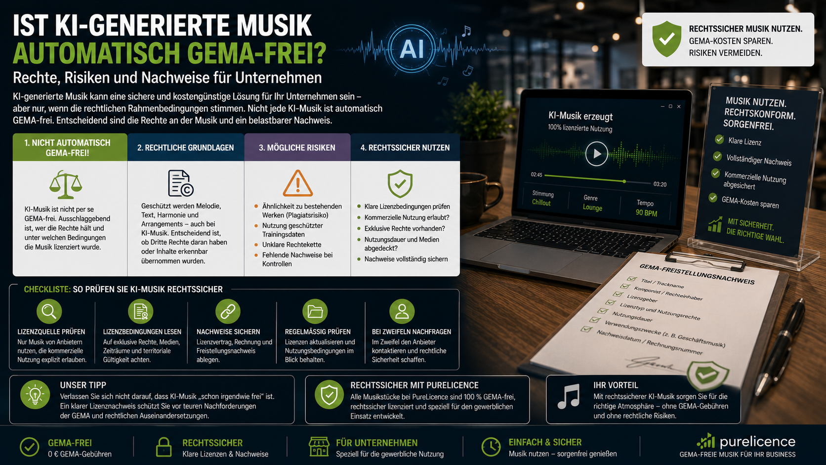 Ist KI-generierte Musik automatisch GEMA-frei? Rechte, Risiken und Nachweise für Unternehmen im Jahr 2026