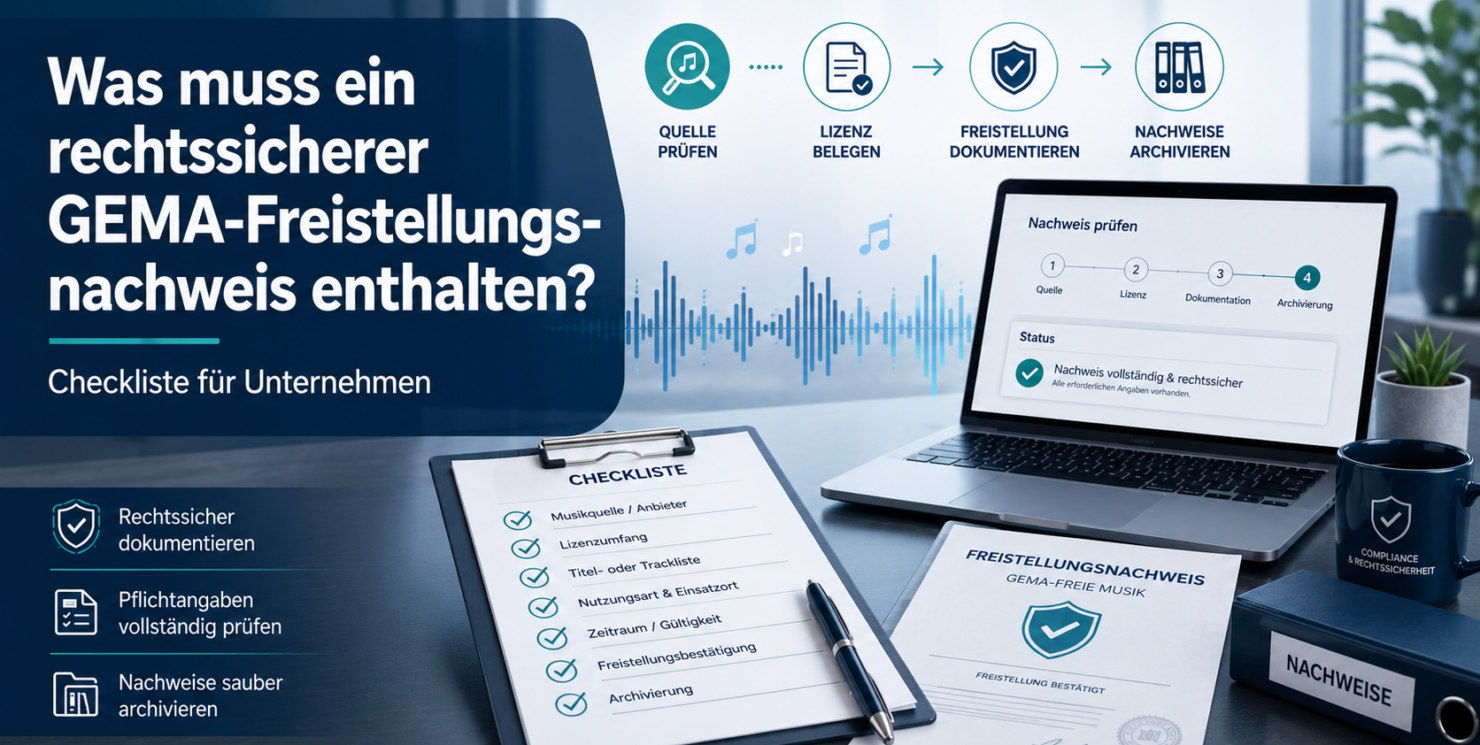 Was muss ein rechtssicherer GEMA-Freistellungsnachweis enthalten? Checkliste für Unternehmen 2026