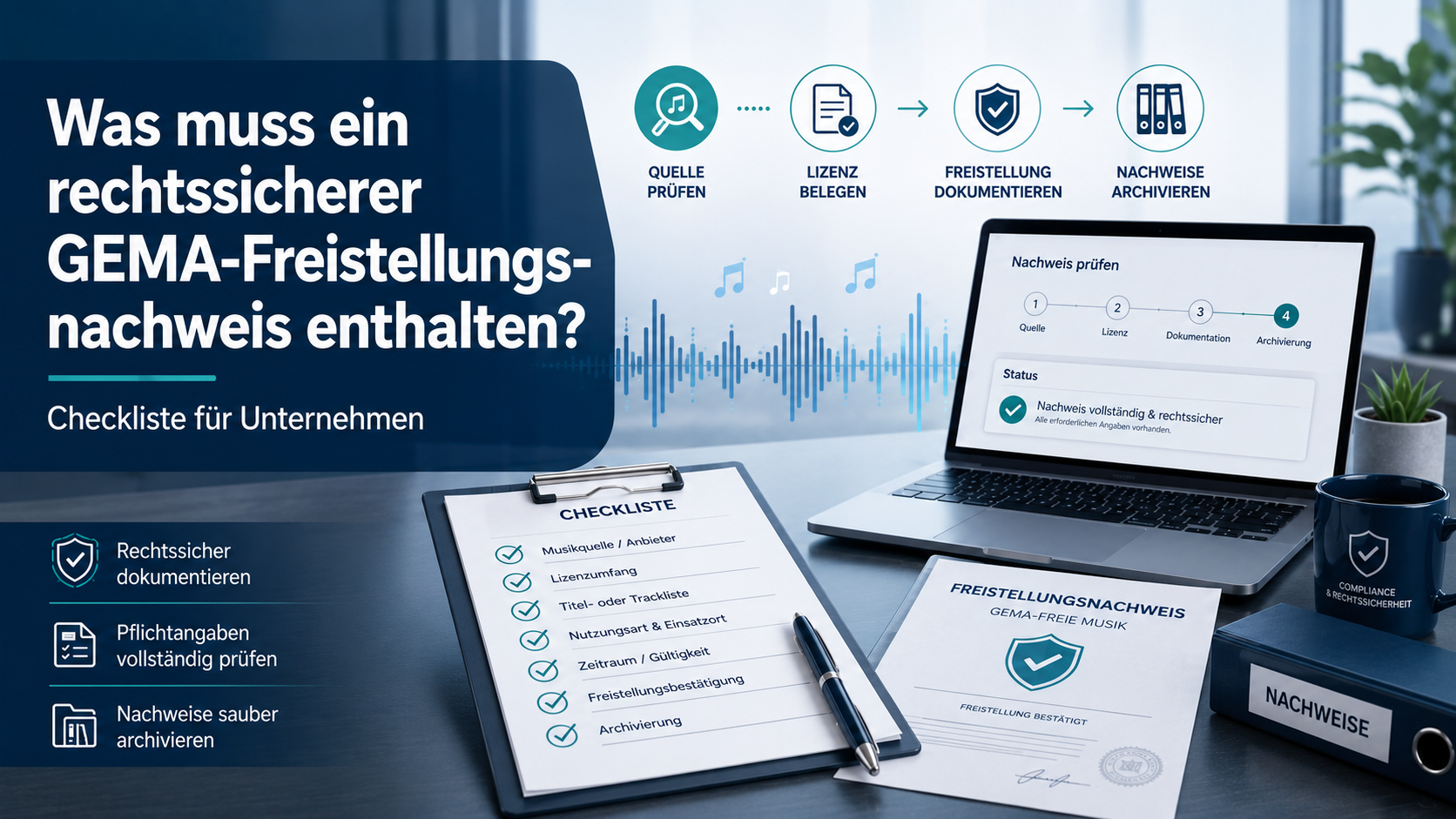 Was muss ein rechtssicherer GEMA-Freistellungsnachweis enthalten? Checkliste für Unternehmen 2026