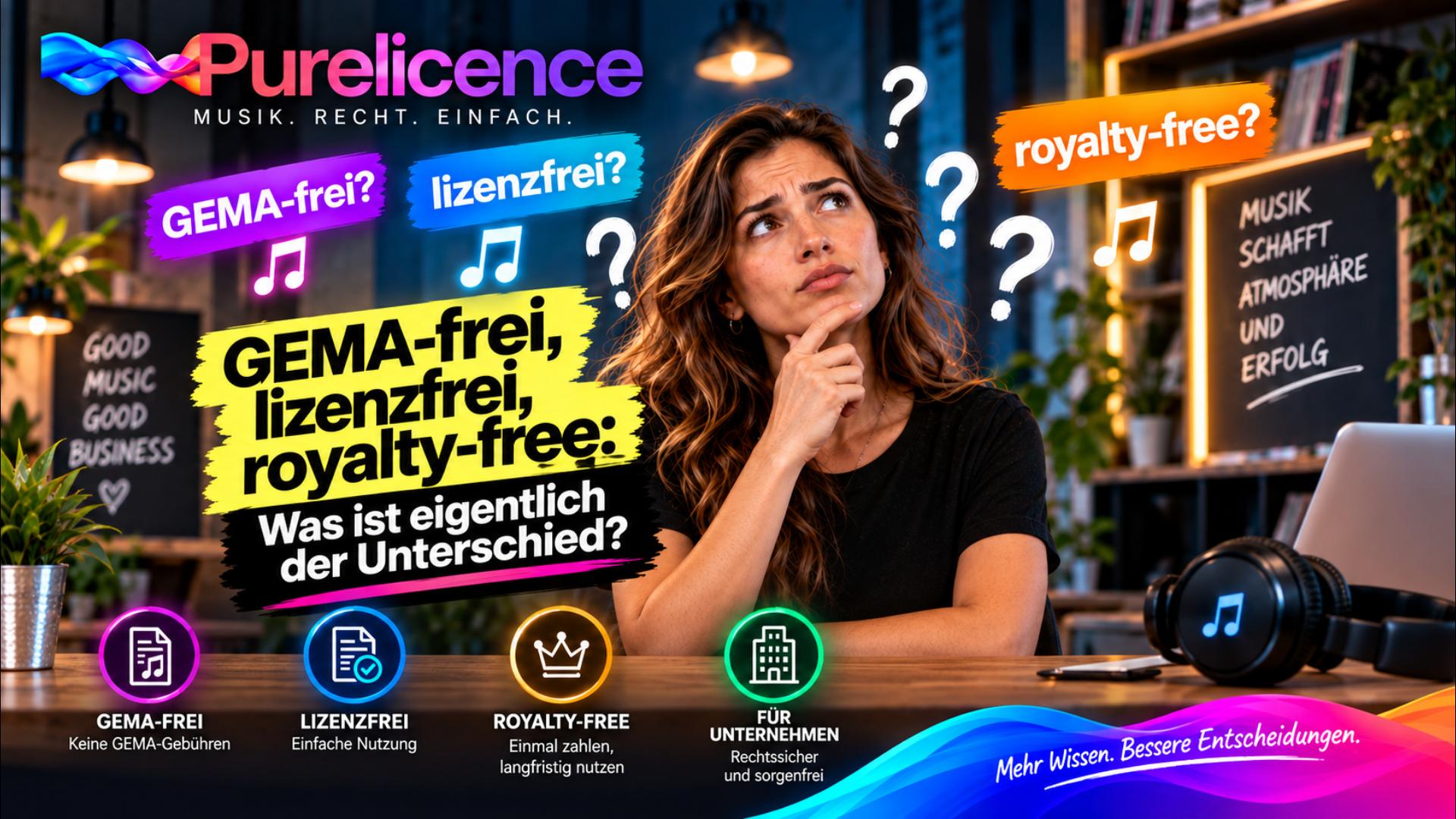 GEMA-frei, lizenzfrei, royalty-free: Was ist der Unterschied bei Musik für Betriebe und Unternehmen?