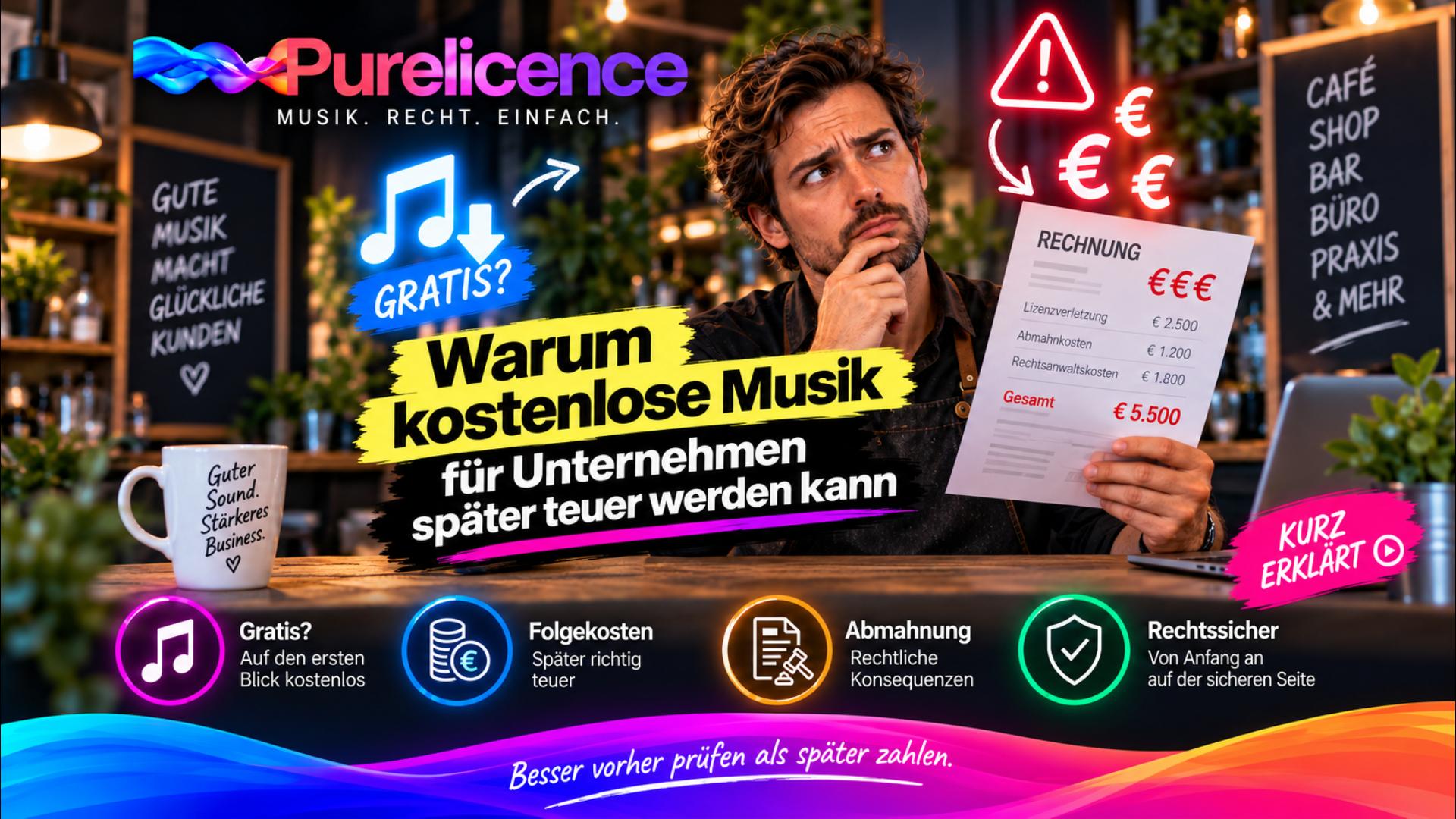 Kostenlose Musik für Unternehmen: Warum Gratis-Tracks später teuer werden und Lizenzrisiken bringen!