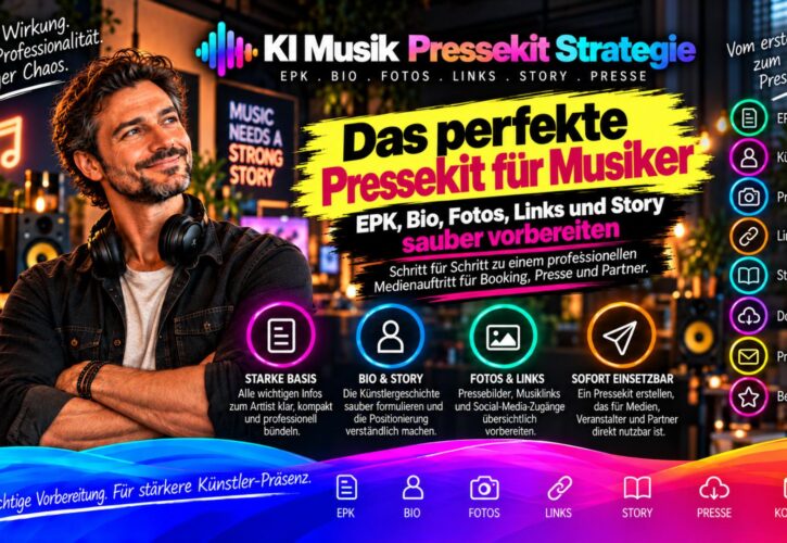 Pressekit für Musiker/-innen: EPK, Bio, Fotos, Links und Story professionell vorbereiten und richtig nutzen
