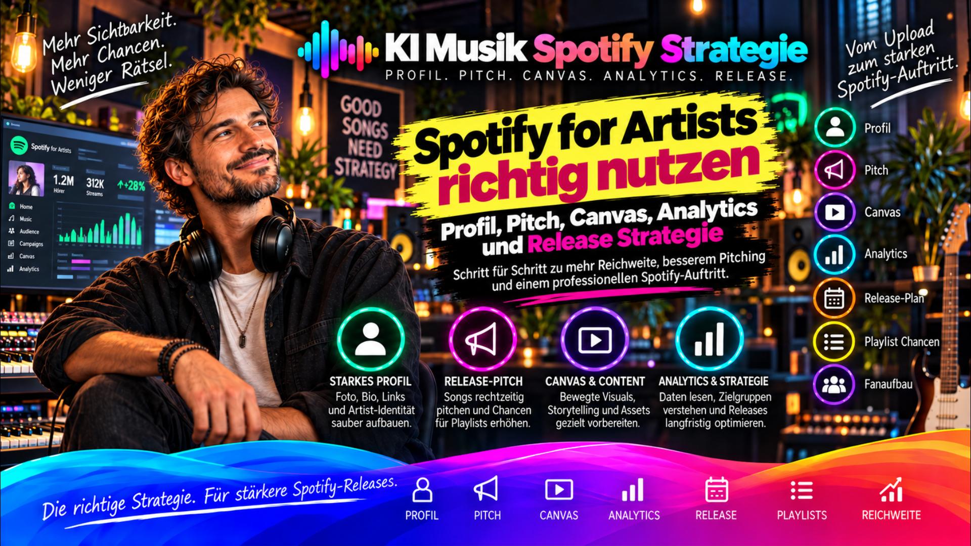 Spotify for Artists richtig nutzen: Profil, Pitching, Canvas, Analytics und Release-Strategie planen