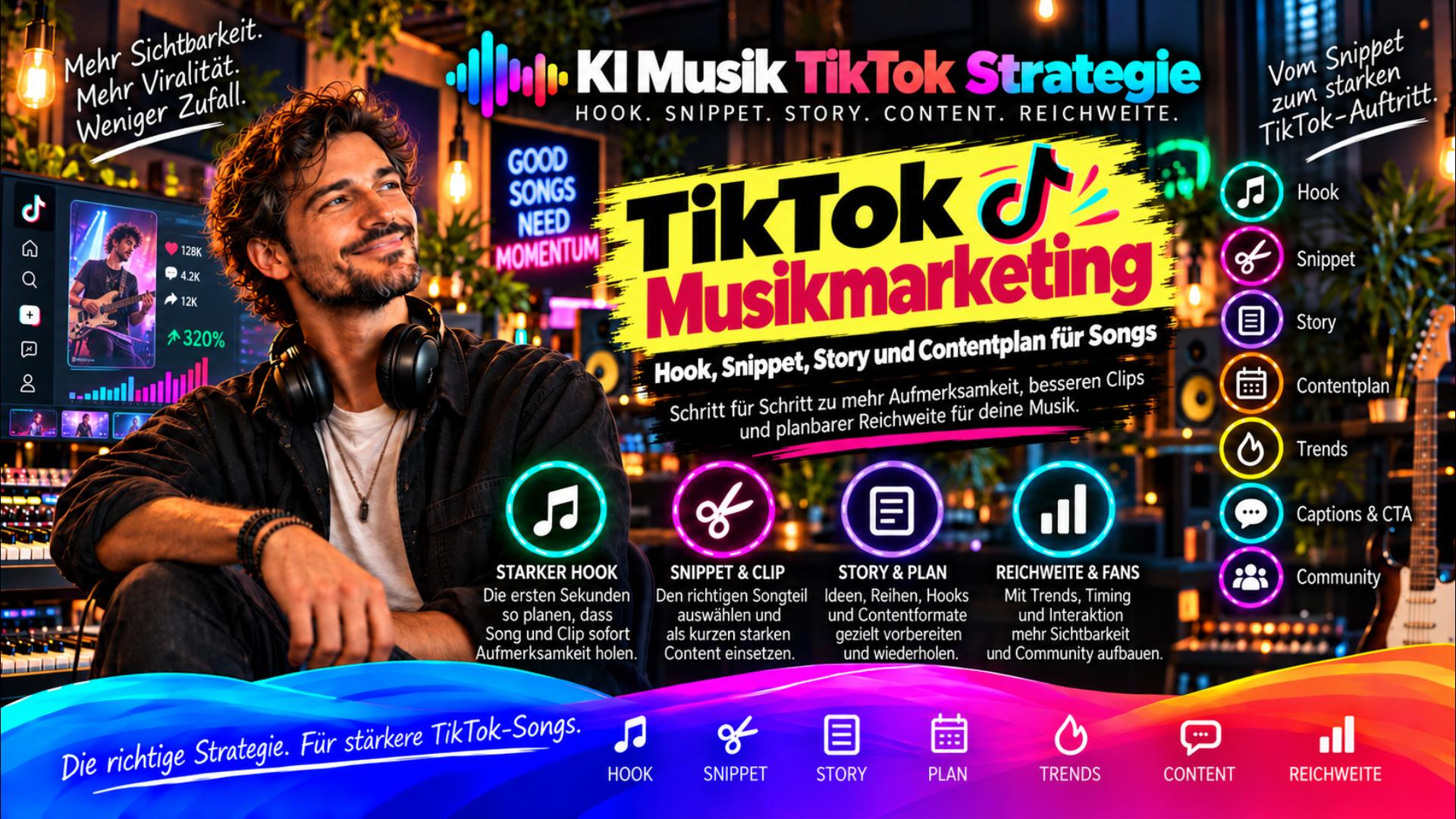TikTok Musikmarketing: Hooks, Snippets, Storys und Contentideen für mehr Reichweite mit deinen Songs